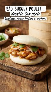 Bao burger poulet : recette complète pour un sandwich vapeur fondant et parfumé