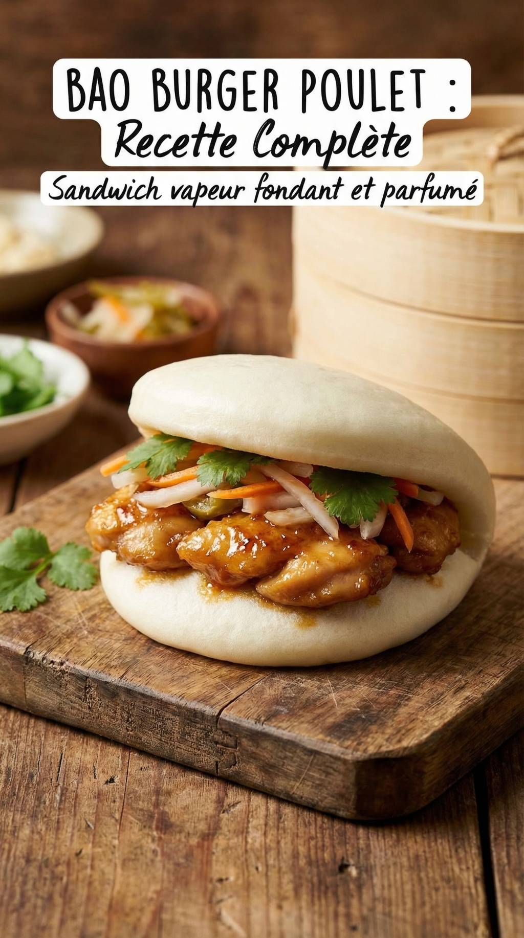 Bao burger poulet : recette complète pour un sandwich vapeur fondant et parfumé
